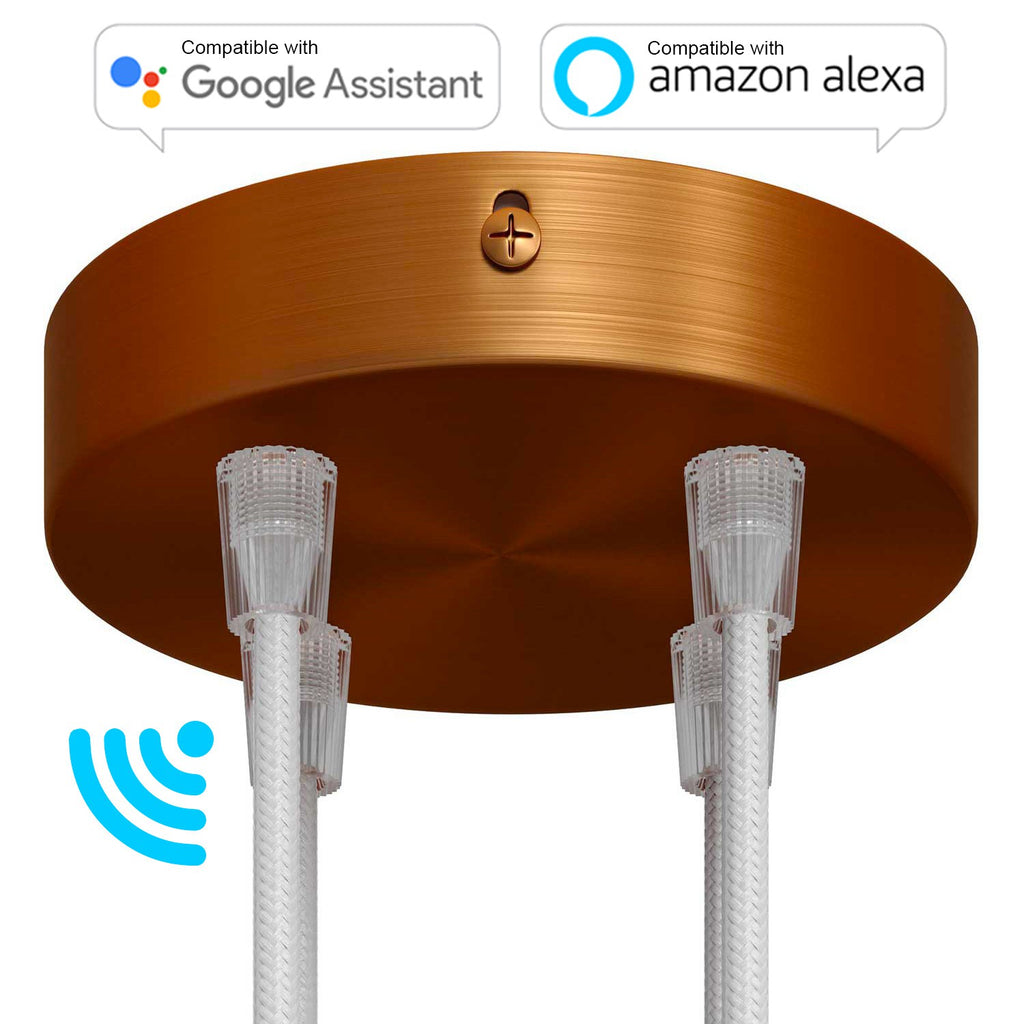 SMART cylindrical metal 4-hole ceiling rose kit - compatible with voice assistants
