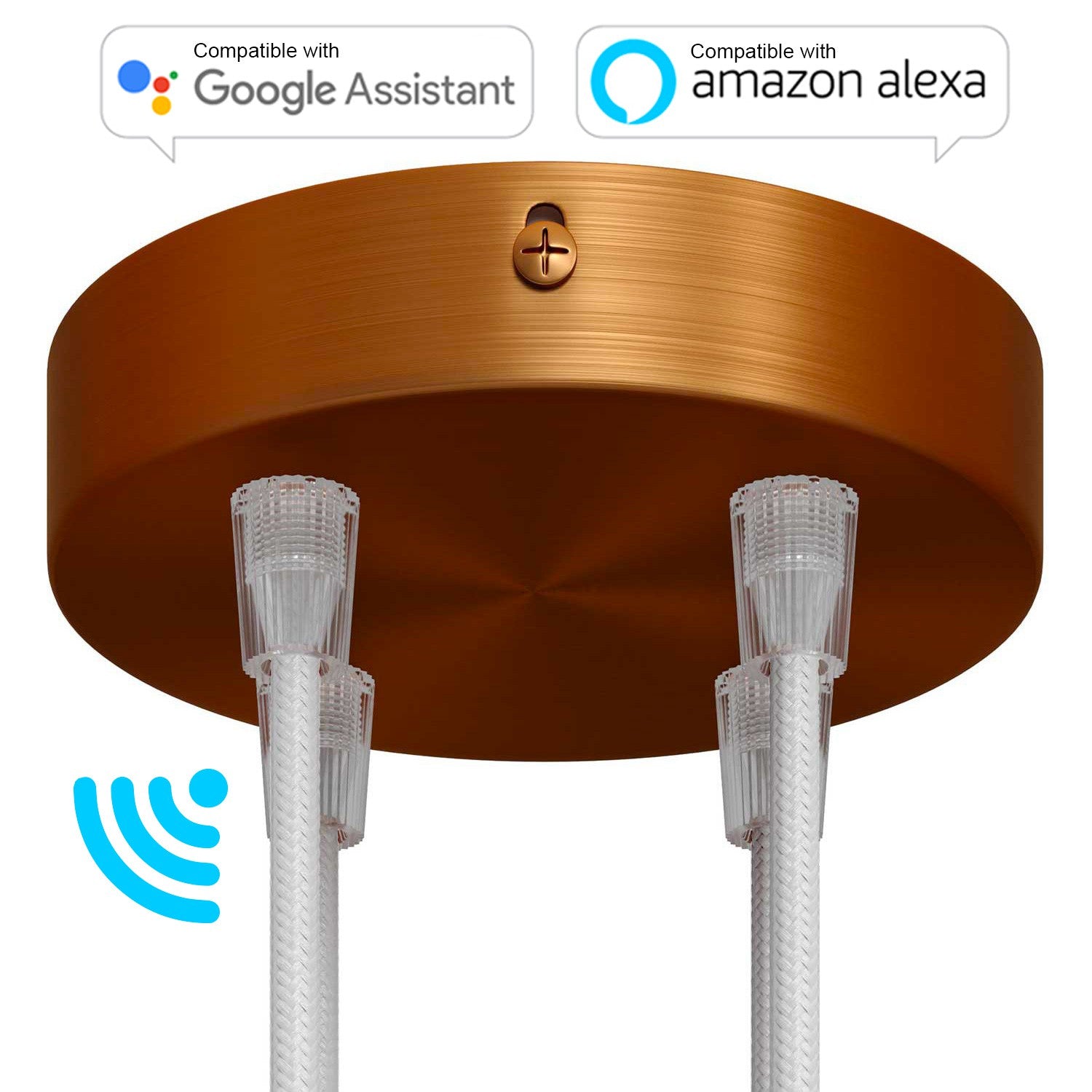 SMART cylindrical metal 4-hole ceiling rose kit - compatible with voice assistants