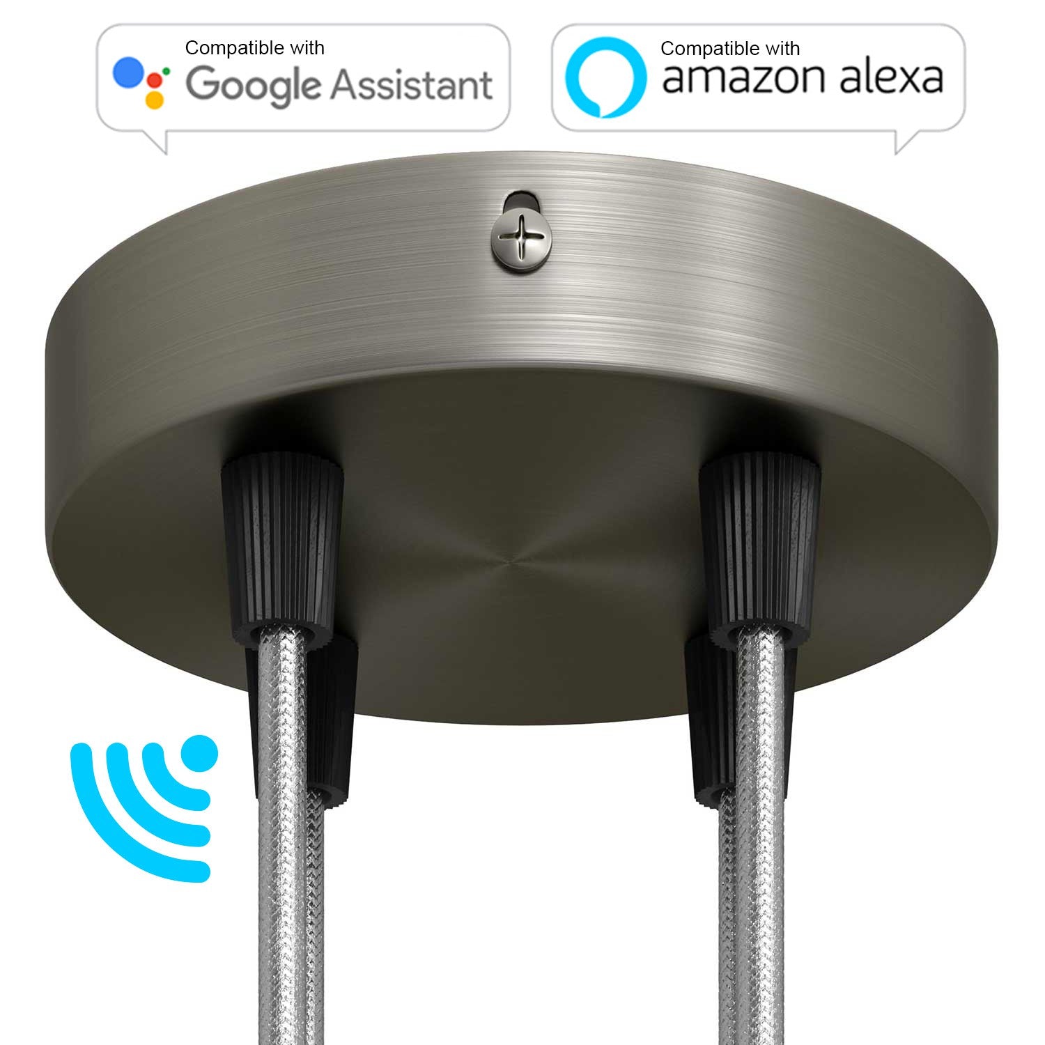 SMART cylindrical metal 4-hole ceiling rose kit - compatible with voice assistants
