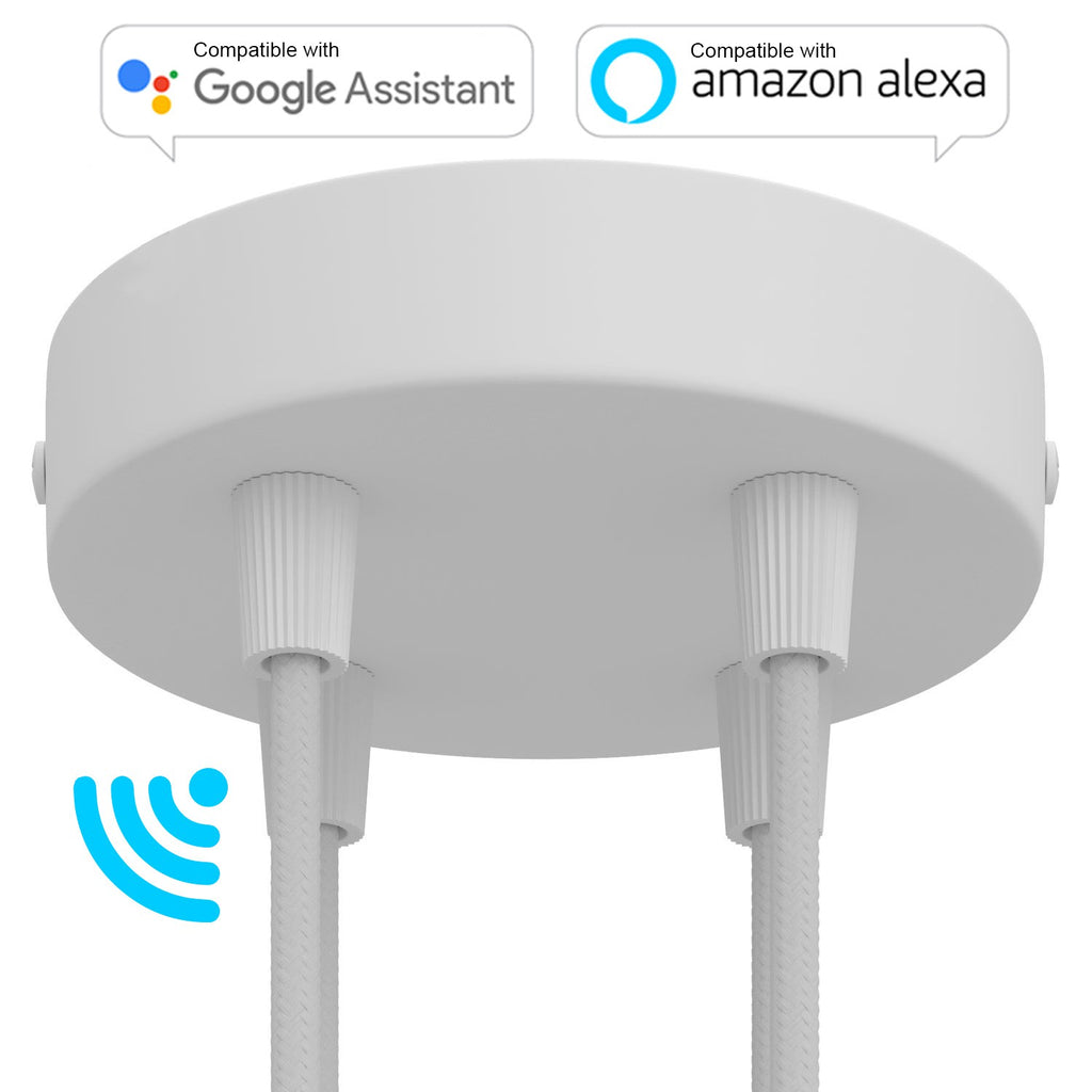 SMART cylindrical metal 4-hole ceiling rose kit - compatible with voice assistants