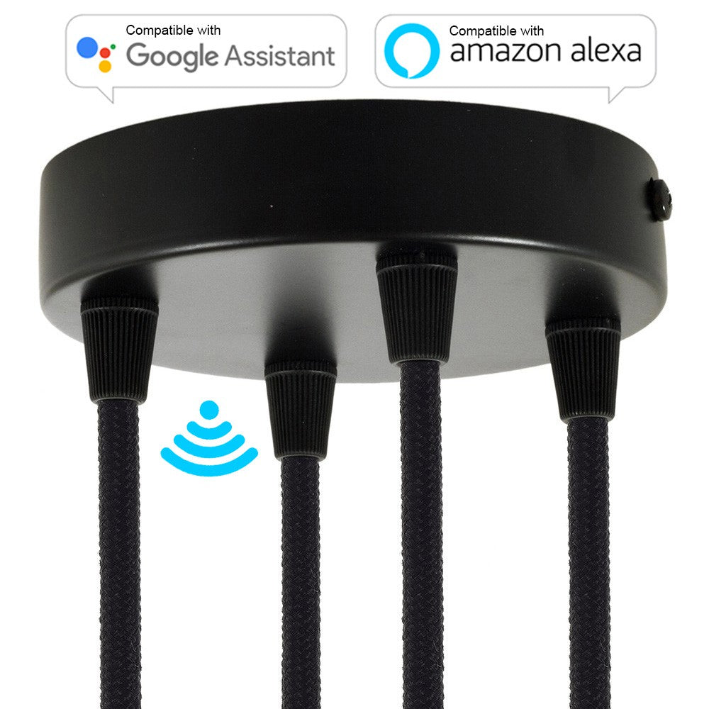 SMART cylindrical metal 4-hole ceiling rose kit - compatible with voice assistants