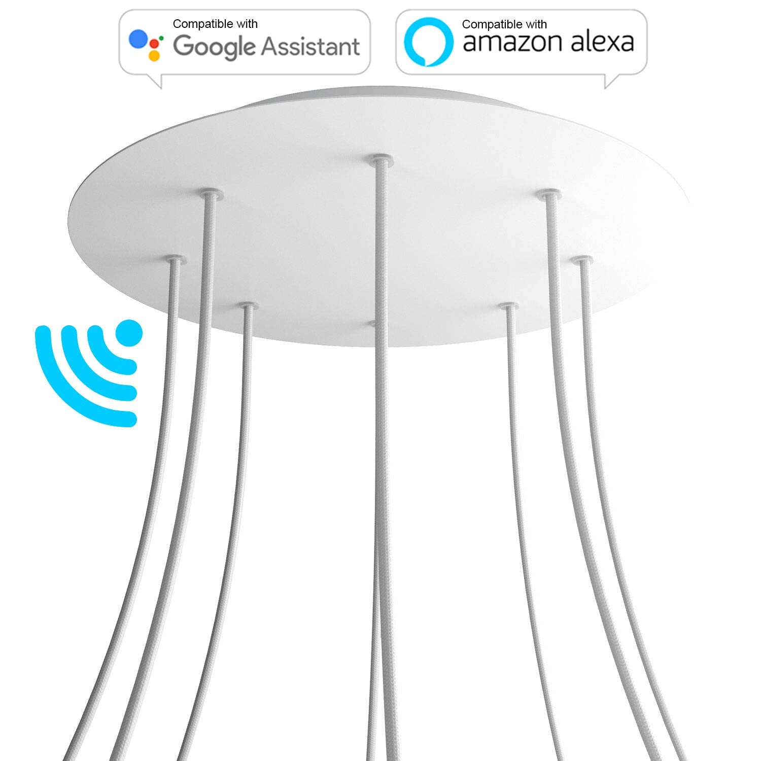 Large Round Smart ceiling rose 400 mm Cover Rose-One with 8 holes - compatible with voice assistants
