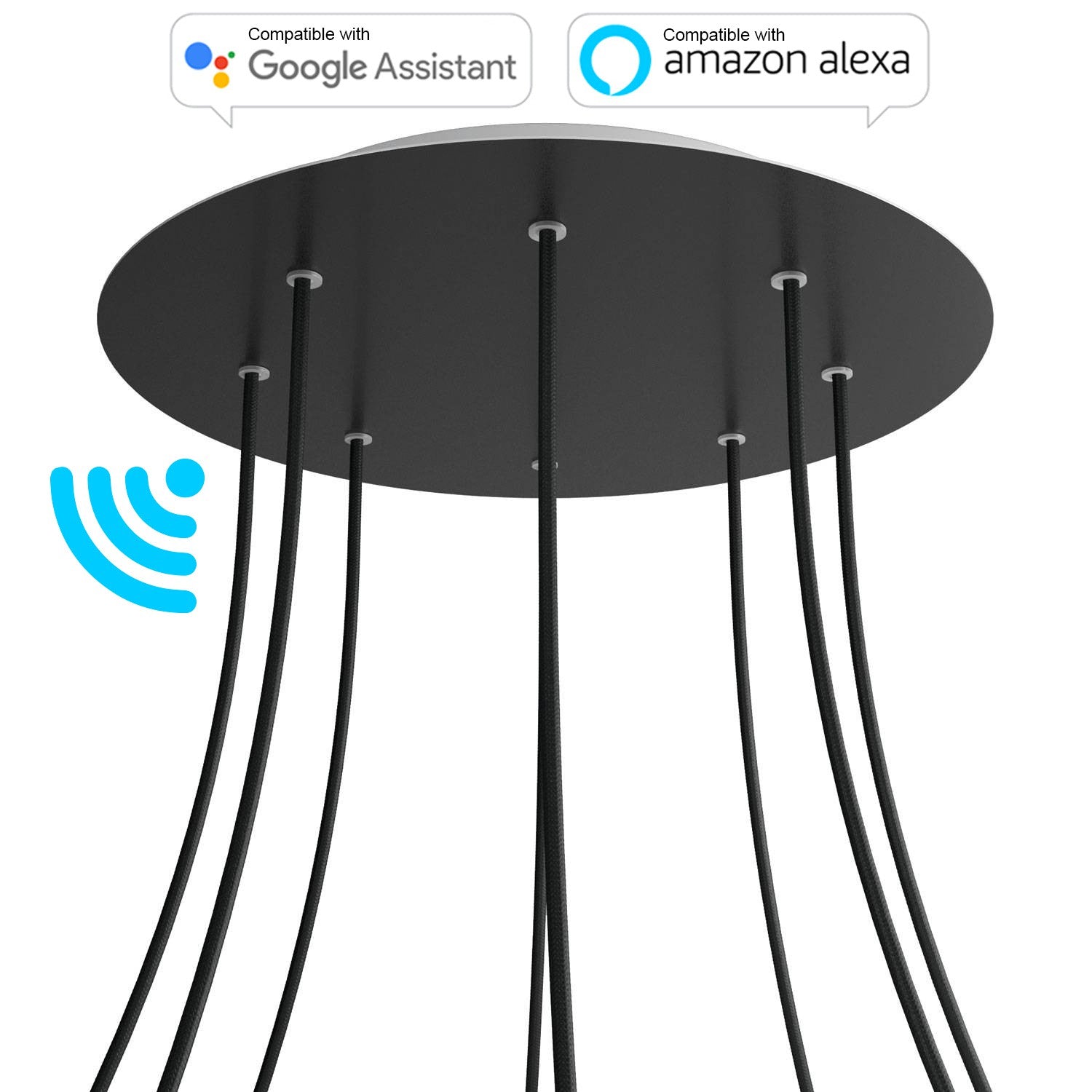 Large Round Smart ceiling rose, 400 mm Cover Rose-One with 8 holes - compatible with voice assistants