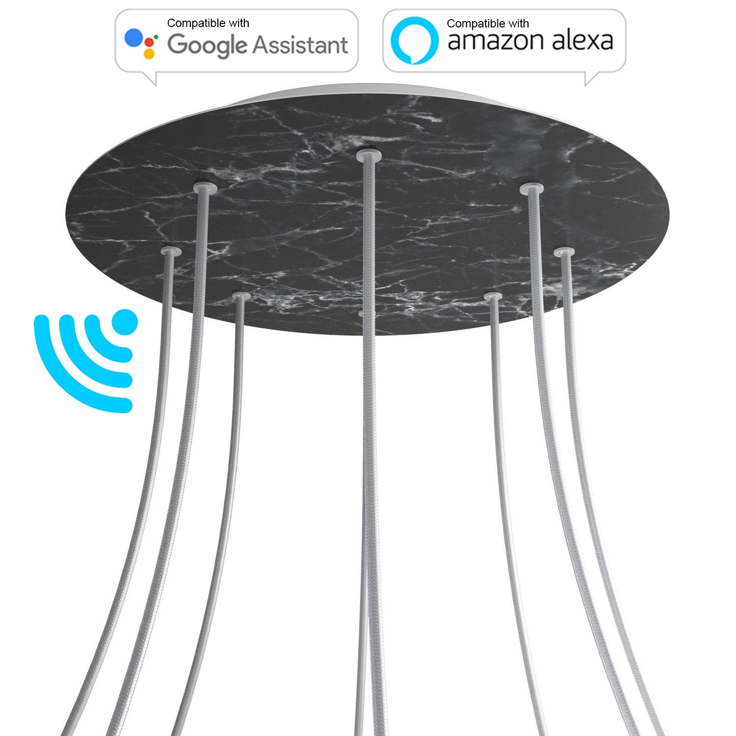 Large Round Smart ceiling rose, 400 mm Cover Rose-One with 8 holes - compatible with voice assistants