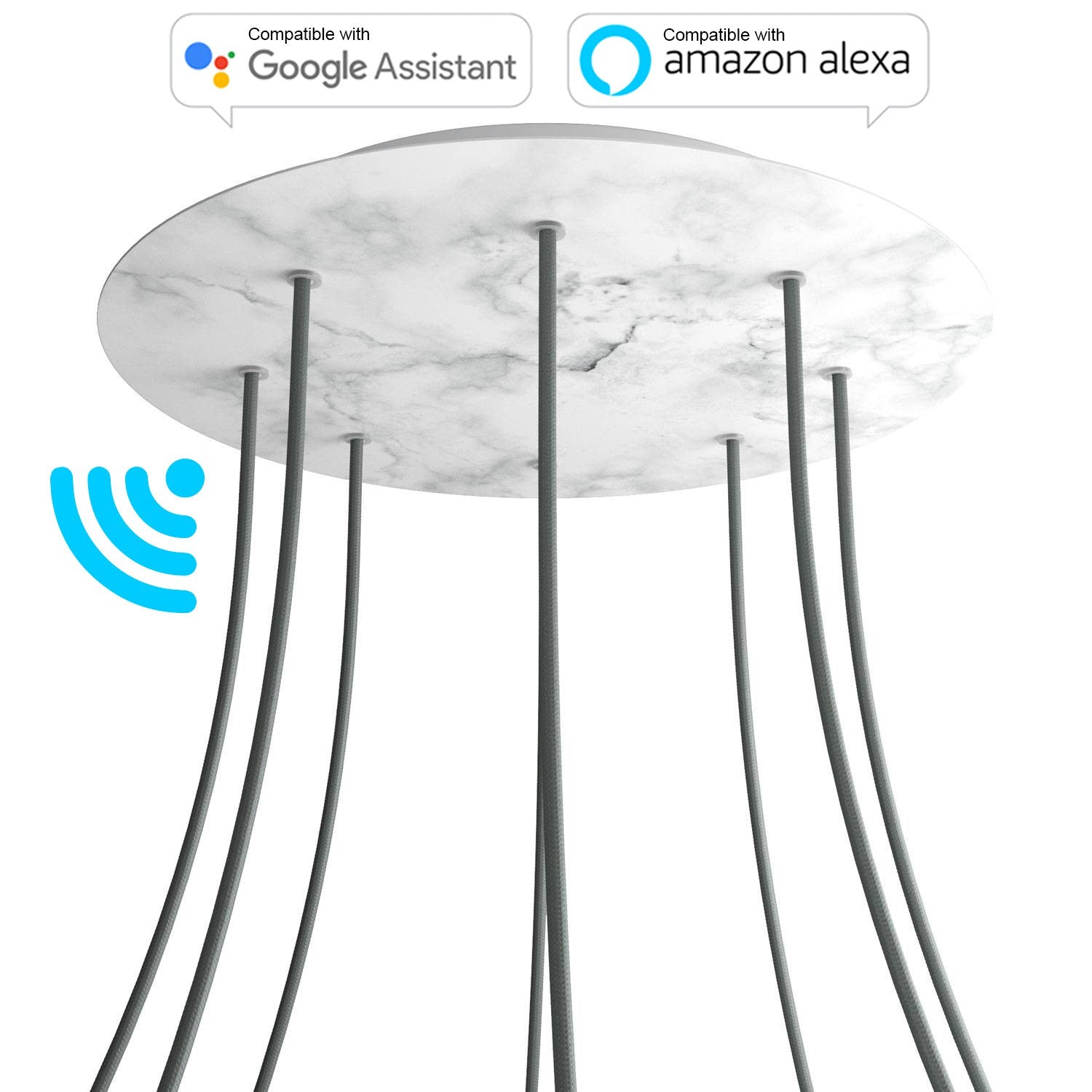 Large Round Smart ceiling rose, 400 mm Cover Rose-One with 8 holes - compatible with voice assistants