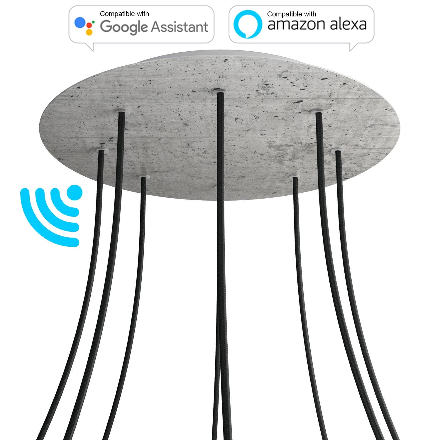 Large Round Smart ceiling rose, 400 mm Cover Rose-One with 8 holes - compatible with voice assistants