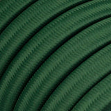 Electric cable for String Lights, covered by Rayon fabric Dark Green CM21