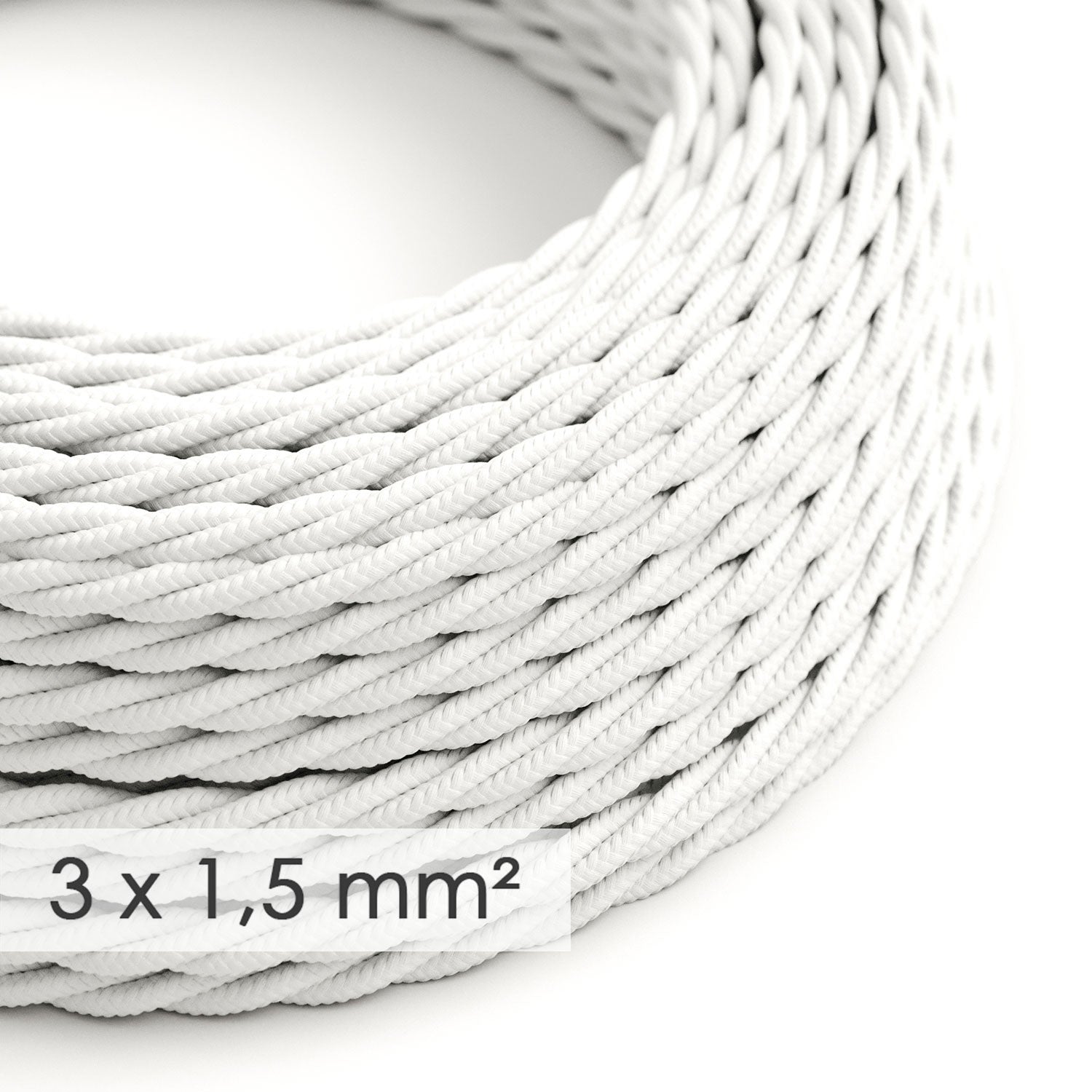 Large section electric cable 3x1,50 twisted - covered by rayon White TM01
