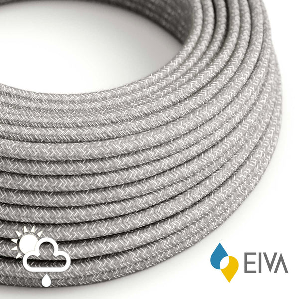 Outdoor round electric cable covered in Natural Linen SN02 Grey -suitable for IP65 EIVA system
