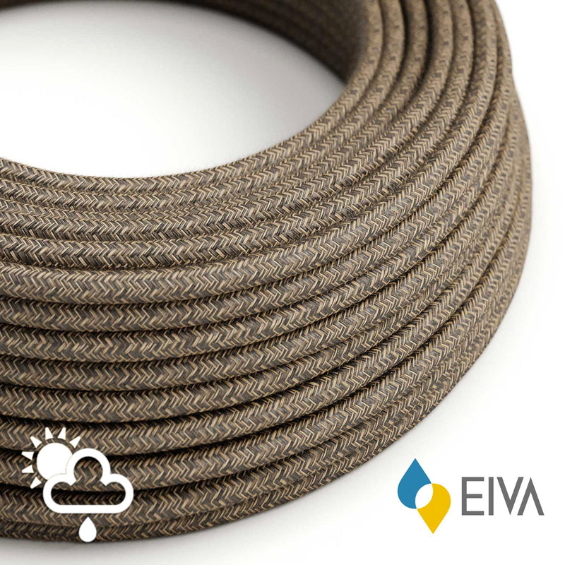 Outdoor round electric cable covered in Natural Linen SN04 Brown -suitable for IP65 EIVA system