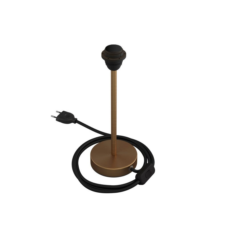 Alzaluce - metal table lamp for lampshades with fabric cable switch and 2 poles plug