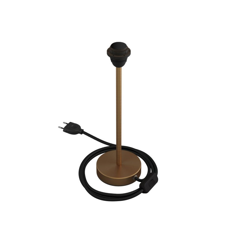 Alzaluce - metal table lamp for lampshades with fabric cable switch and 2 poles plug