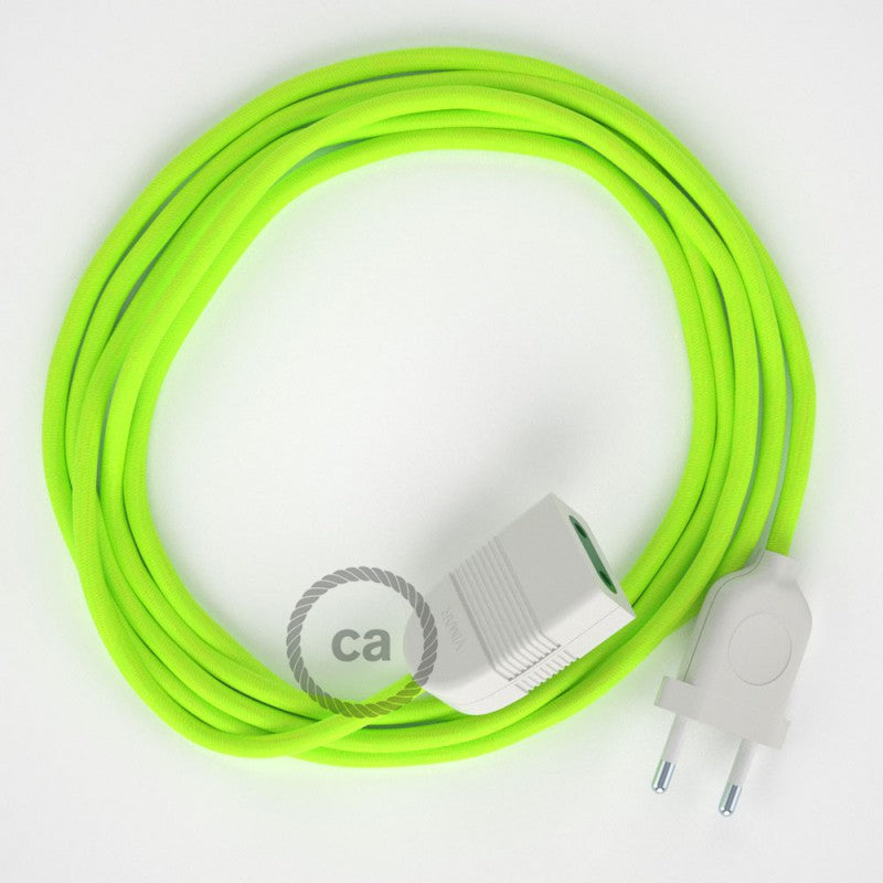 Cabo extensão em Seda Artificial Amarelo Neon RF10 2P 10A. Fabricado em Itália.