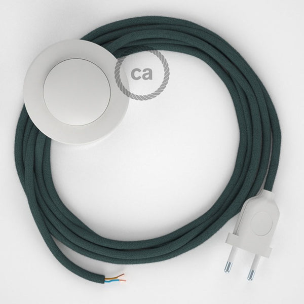 Cabo para candeeiro de chão, RC30 Pedra Cinza Algodão 3 m. Escolha a cor da ficha e do interruptor.