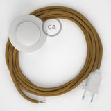 Cabo para candeeiro de chão, RC31 Mel Dourado Algodão 3 m. Escolha a cor da ficha e do interruptor.