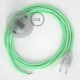 Cabo para candeeiro de chão, RC34 Leite e Menta Algodão 3 m. Escolha a cor da ficha e do interruptor.