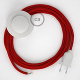 Cabo para candeeiro de chão, RC35 Vermelho Fogo Algodão 3 m. Escolha a cor da ficha e do interruptor.