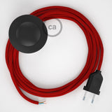 Cabo para candeeiro de chão, RC35 Vermelho Fogo Algodão 3 m. Escolha a cor da ficha e do interruptor.