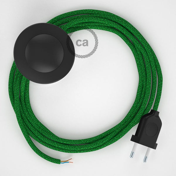 Cabo para candeeiro de chão, RL06 Verde Seda Artificial 3 m. Escolha a cor da ficha e do interruptor.