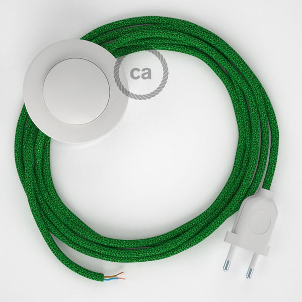 Cabo para candeeiro de chão, RL06 Verde Seda Artificial 3 m. Escolha a cor da ficha e do interruptor.