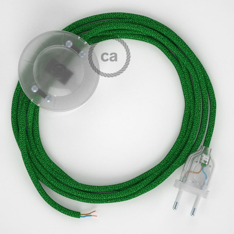 Cabo para candeeiro de chão, RL06 Verde Seda Artificial 3 m. Escolha a cor da ficha e do interruptor.
