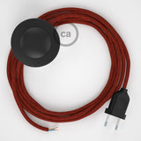 Cabo para candeeiro de chão, RL09 Vermelho Seda Artificial 3 m. Escolha a cor da ficha e do interruptor.