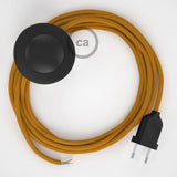 Cabo para candeeiro de chão, RM25 Mostarda  Seda Artificial 3 m. Escolha a cor da ficha e do interruptor.