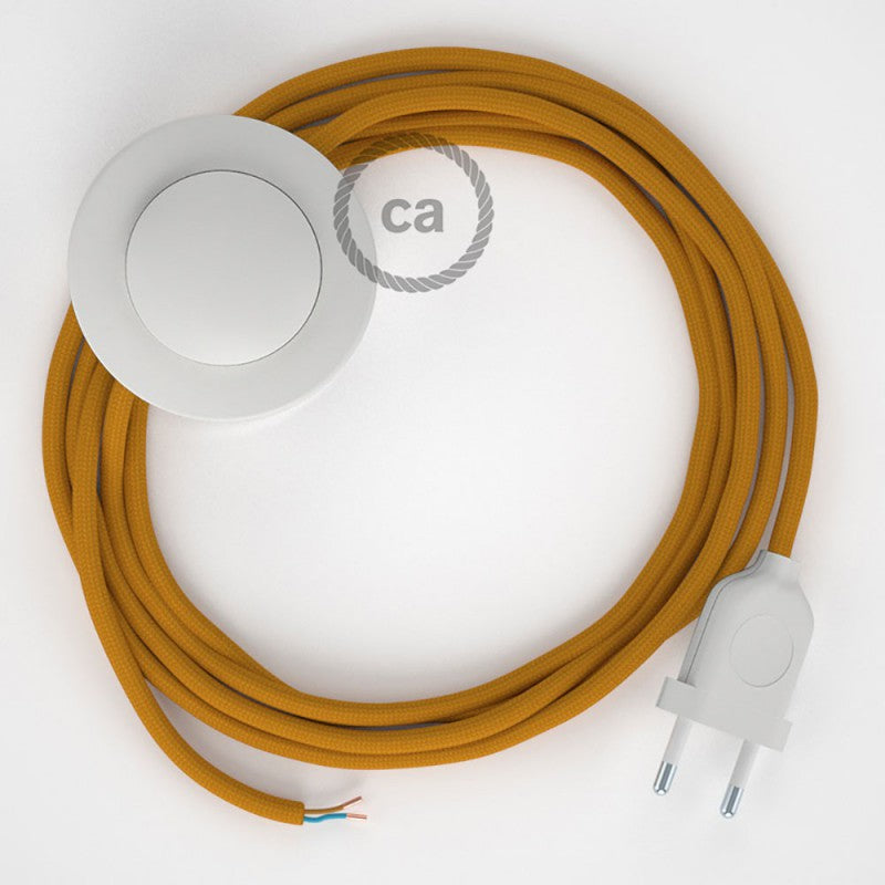 Cabo para candeeiro de chão, RM25 Mostarda  Seda Artificial 3 m. Escolha a cor da ficha e do interruptor.