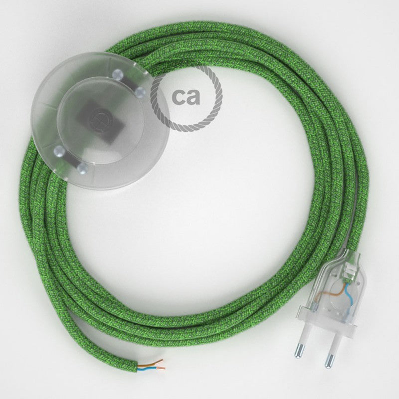 Cabo para candeeiro de chão, RX08 Bronte Algodão 3 m. Escolha a cor da ficha e do interruptor.