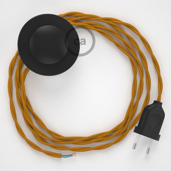 Cabo para candeeiro de chão, TM25 Mostarda  Seda Artificial 3 m. Escolha a cor da ficha e do interruptor.