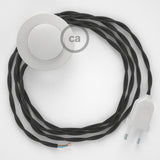Cabo para candeeiro de chão, TM26 Cinzento Escuro Seda Artificial 3 m. Escolha a cor da ficha e do interruptor.