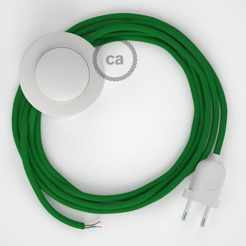Cabo para candeeiro de chão, RM06 Verde Seda Artificial 3 m.  Escolha a cor da ficha e do interruptor.