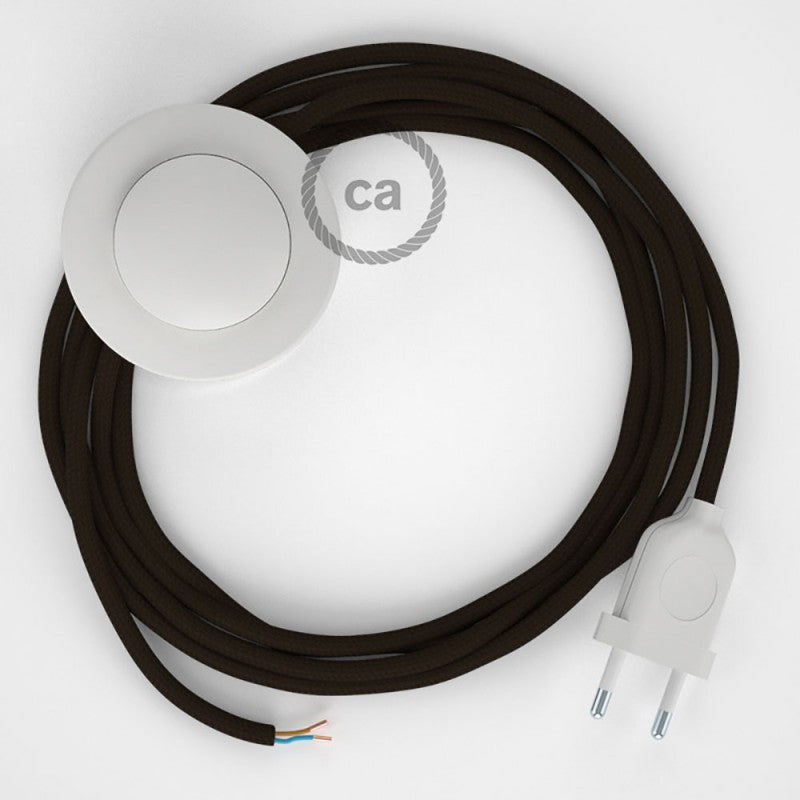 Cabo para candeeiro de chão, RM13 Castanho Seda Artificial 3 m.  Escolha a cor da ficha e do interruptor.