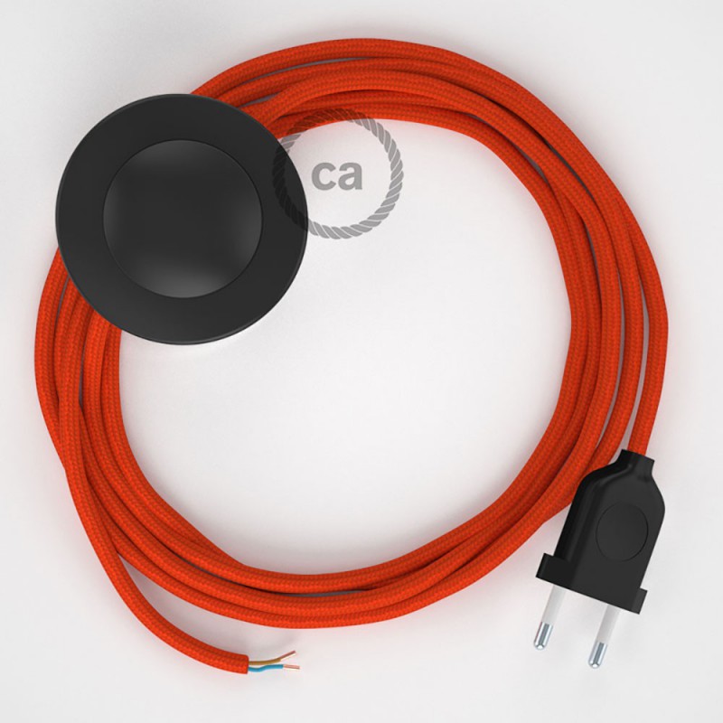 Cabo para candeeiro de chão, RM15 Laranja Seda Artificial 3 m.  Escolha a cor da ficha e do interruptor.