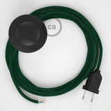Cabo para candeeiro de chão, RM21 Verde Escuro Seda Artificial 3 m.  Escolha a cor da ficha e do interruptor.