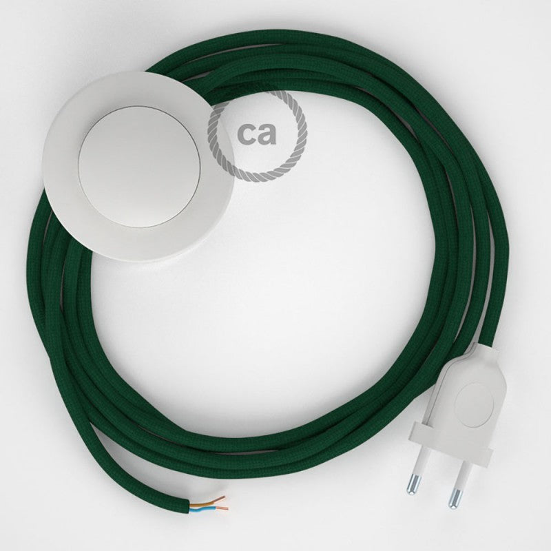 Cabo para candeeiro de chão, RM21 Verde Escuro Seda Artificial 3 m.  Escolha a cor da ficha e do interruptor.