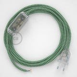 Cabo para candeeiro de mesa, RZ06 ZigZag Verde Seda Artificial 1,80 m. Escolha a cor da ficha e do interruptor.
