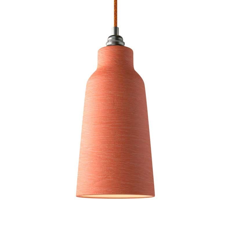 Candeeiro suspenso com cabo têxtil, abajur Bottle em cerâmica e detalhes em metal - Fabricado em Itália