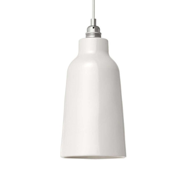 Candeeiro suspenso com cabo têxtil, abajur Bottle em cerâmica e detalhes em metal - Fabricado em Itália