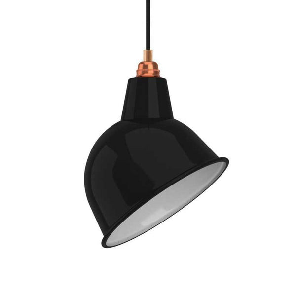 Candeeiro suspenso com cabo têxtil, abajur Broadway e detalhes em metal - Fabricado em Itália