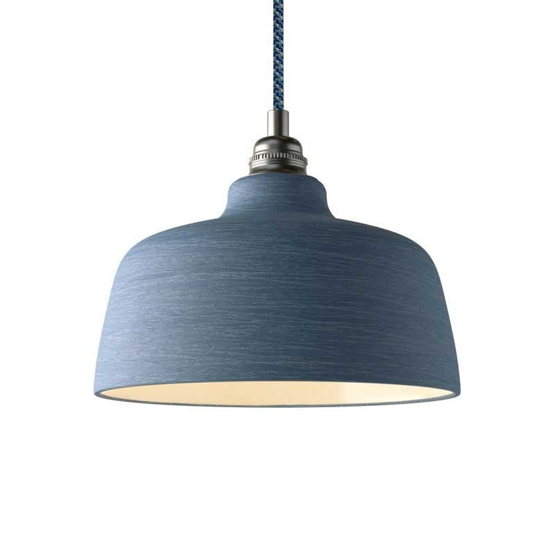 Candeeiro suspenso com cabo têxtil, abajur Cup em cerâmica e detalhes em metal - Fabricado em Itália