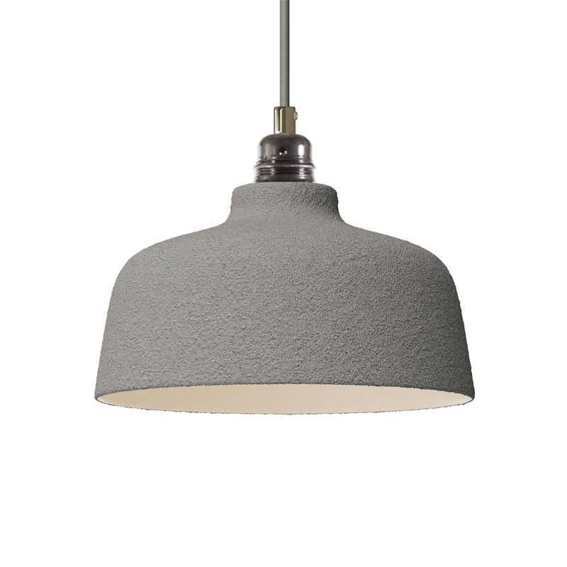 Candeeiro suspenso com cabo têxtil, abajur Cup em cerâmica e detalhes em metal - Fabricado em Itália