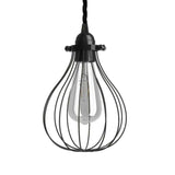 Candeeiro suspenso com cabo têxtil, abajur de grade Drop e detalhes em metal - Fabricado em Itália