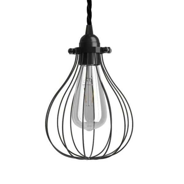 Candeeiro suspenso com cabo têxtil, abajur de grade Drop e detalhes em metal - Fabricado em Itália