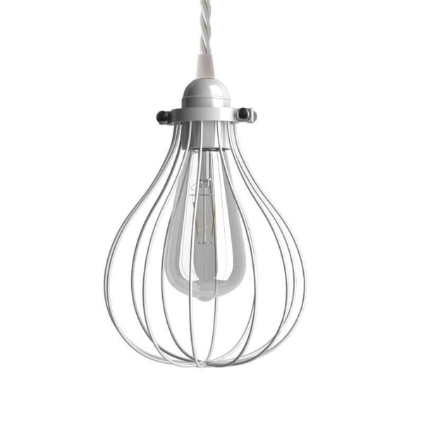Candeeiro suspenso com cabo têxtil, abajur de grade Drop e detalhes em metal - Fabricado em Itália