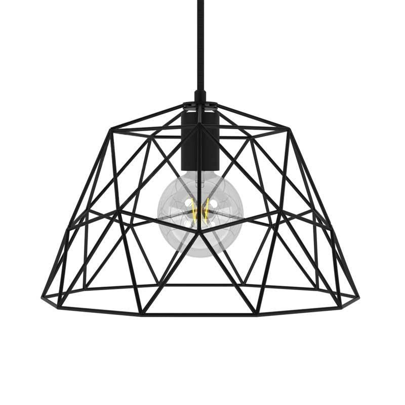 Candeeiro suspenso com cabo têxtil, abajur Dome e detalhes em metal - Fabricado em Itália