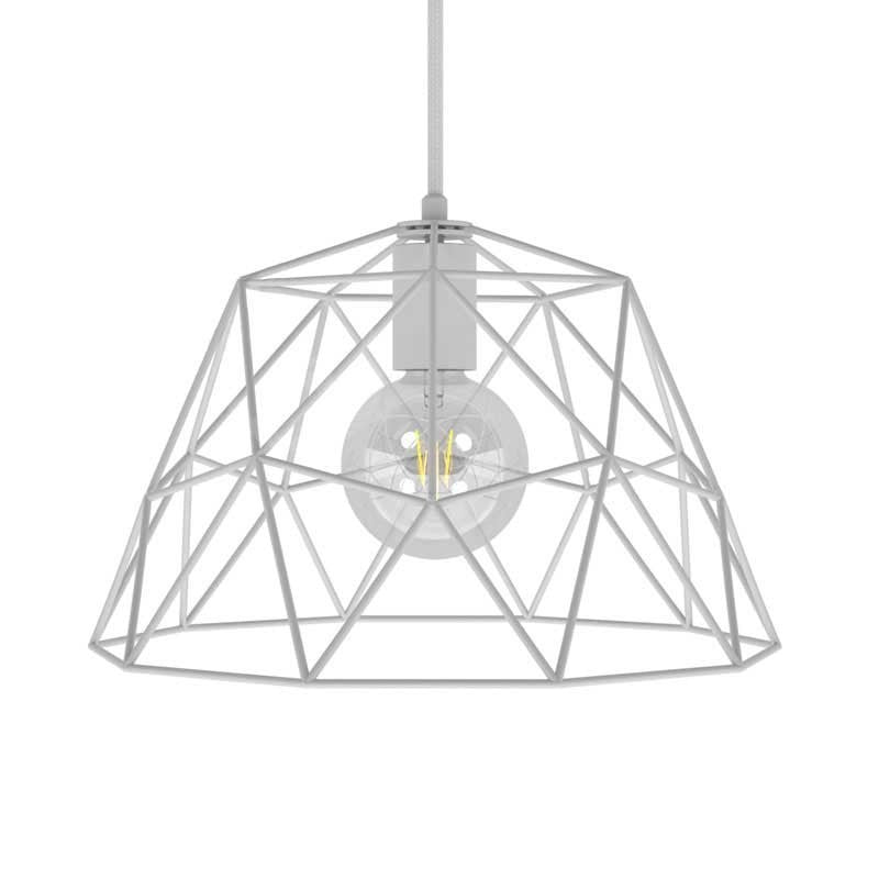 Candeeiro suspenso com cabo têxtil, abajur Dome e detalhes em metal - Fabricado em Itália