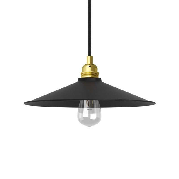 Candeeiro suspenso com cabo têxtil, abajur Swing e detalhes em metal - Fabricado em Itália