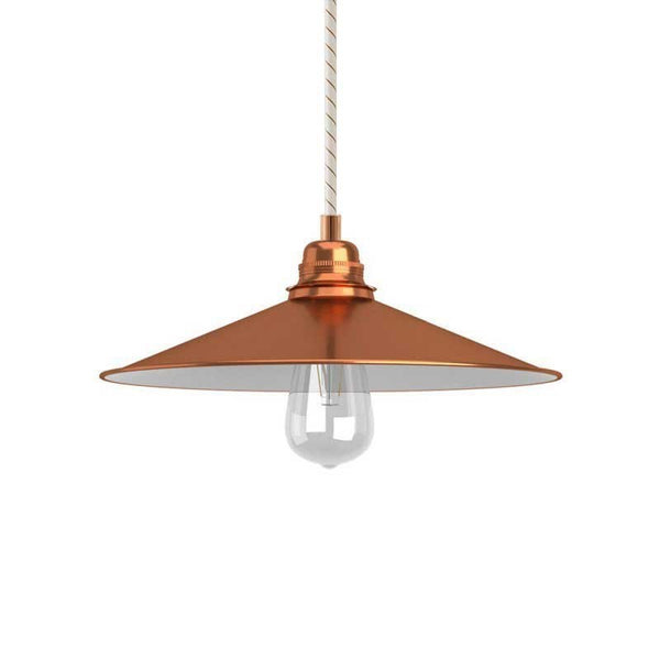 Candeeiro suspenso com cabo têxtil, abajur Swing e detalhes em metal - Fabricado em Itália