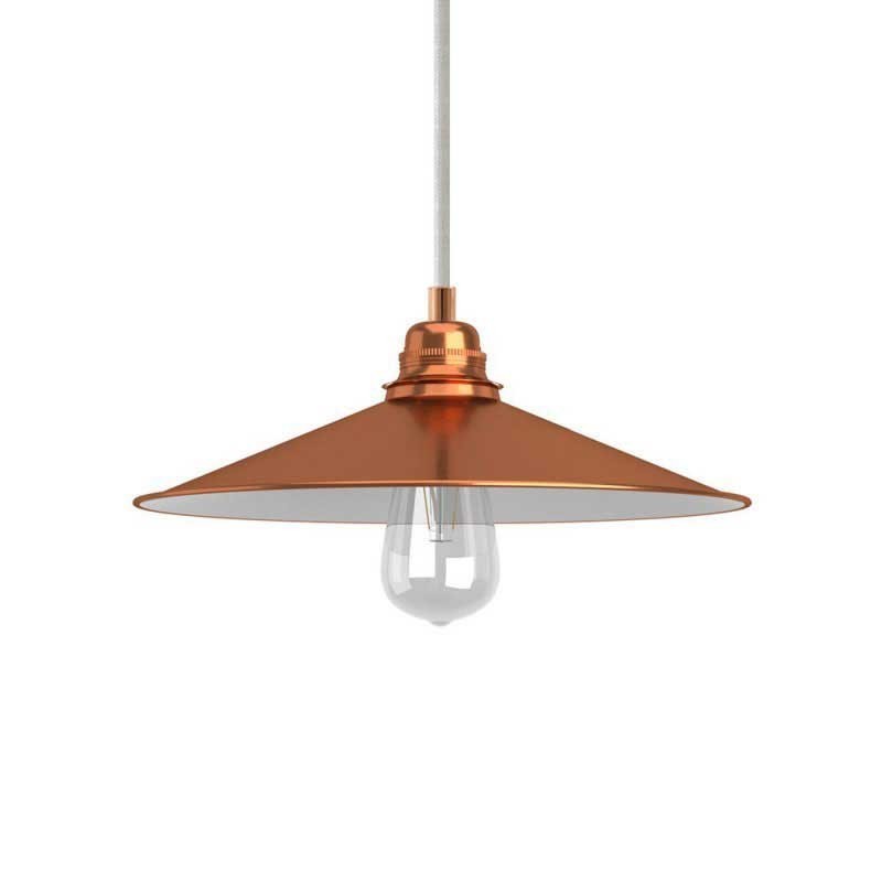 Candeeiro suspenso com cabo têxtil, abajur Swing e detalhes em metal - Fabricado em Itália